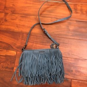 Rebecca Minkoff blue suede fringe crossbody